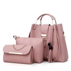 Pink Leather Handbag Set for Girls